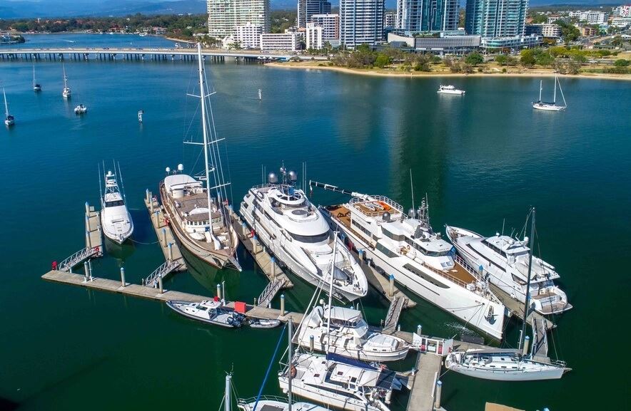 luxury inflatable dock beside superyacht gold coast
