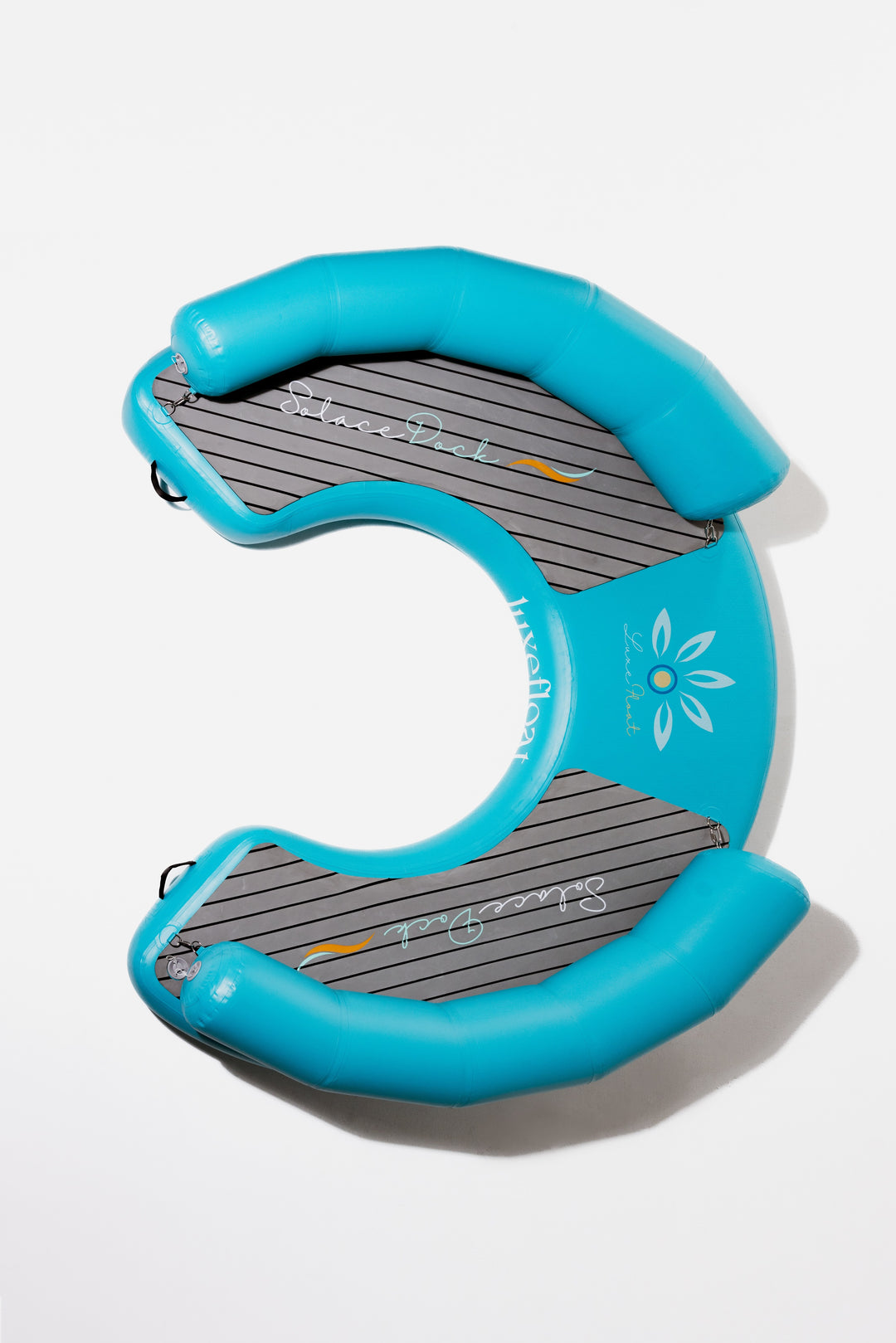 LuxeFloat SolaceDock 270 inflatable crescent dock for social lounging