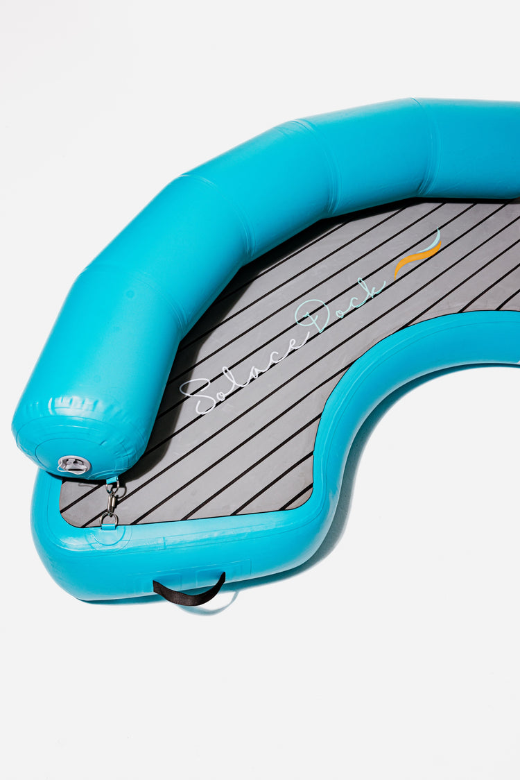 LuxeFloat SolaceDock with non-slip deck and anchor points