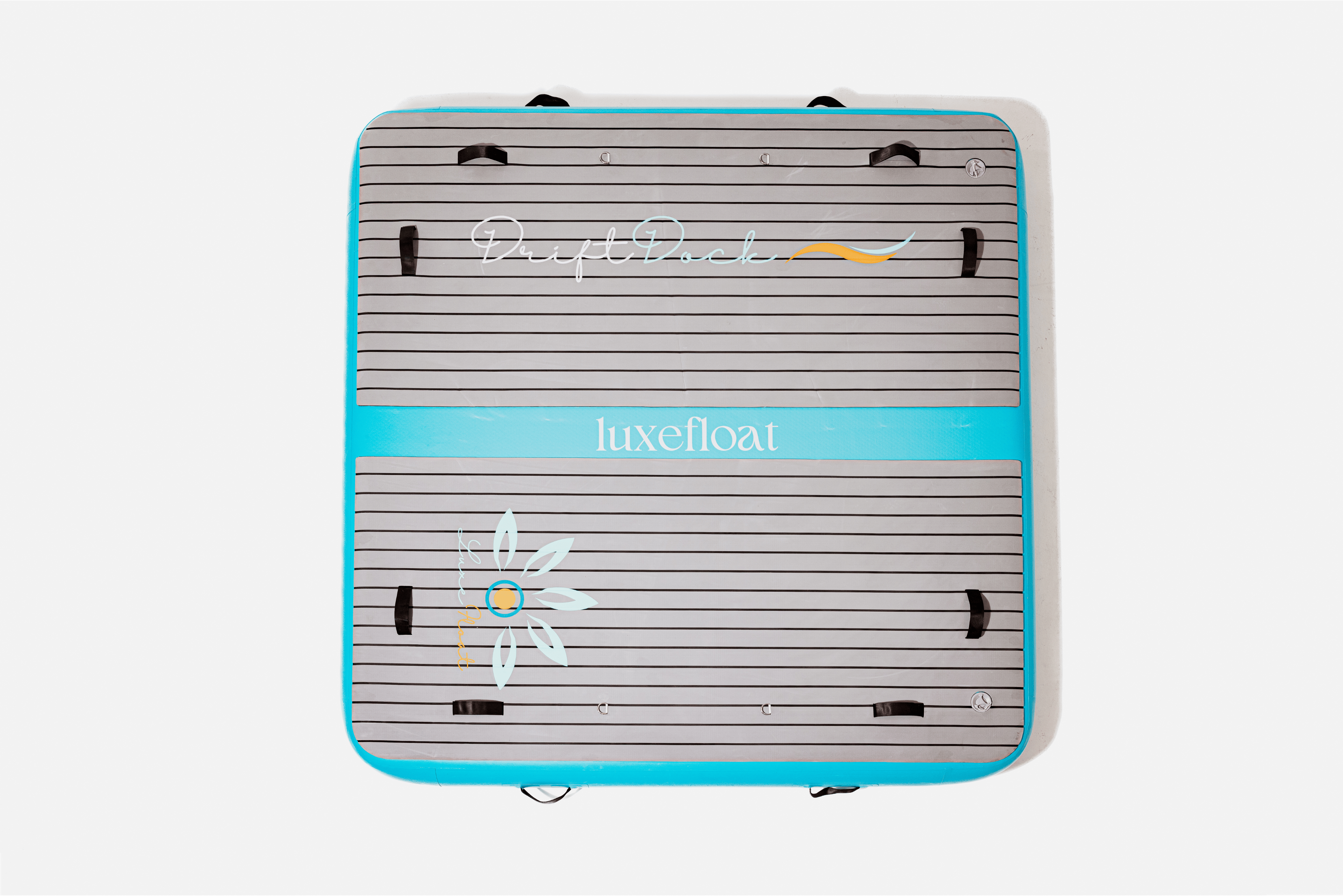 Drop-stitch 2x2m inflatable platform with marine-grade fittings