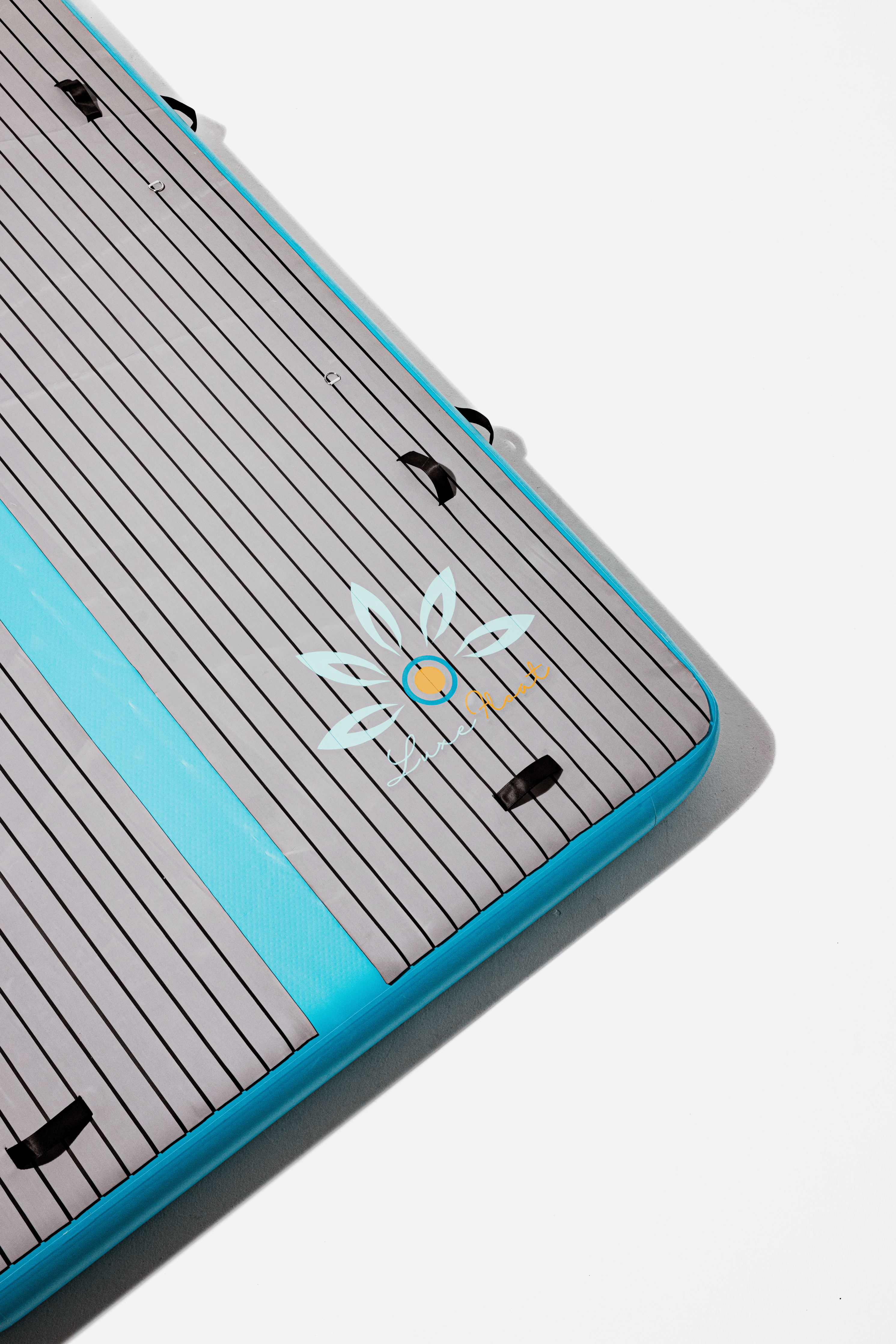 Luxury 3x2m inflatable floating dock setup off a yacht